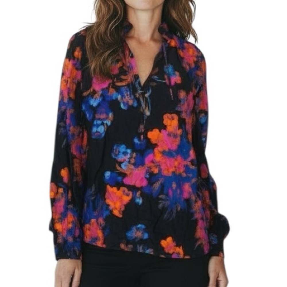 NWT MAEVE Long Sleeve Floral Print Button Front Detail Blouse Size Small